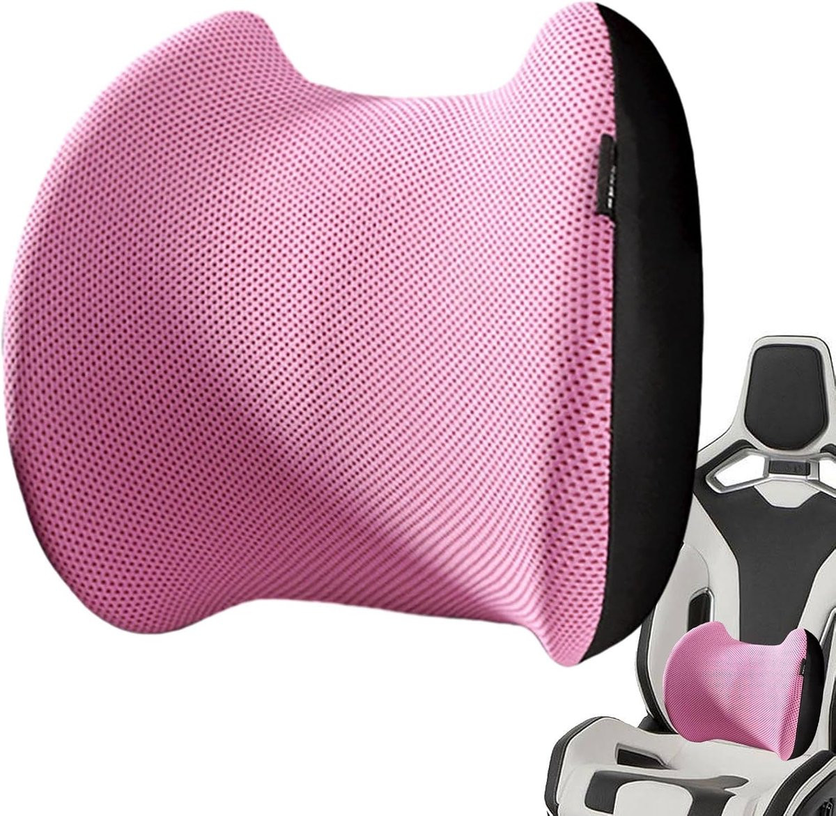 Ergonomisch lendensteunkussen voor rugsteun in de auto - Geheugenschuim - Roze