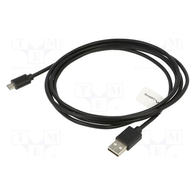 Lanberg KABEL USB 2.0 MICRO-B (M) - A (M) 1.8M QC (1.80 m, USB 2.0) (CA-USBM-20CU-0018-BK)