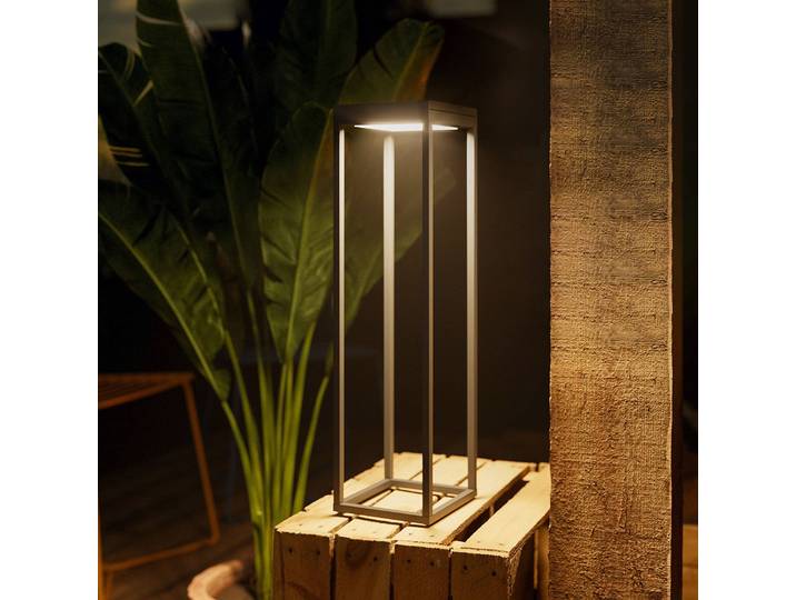 Sigor LED-Solarleuchte Numove, graphitgrau, Höhe 52,5 cm dimmbar, alu / grau / zink, Aluminium, Modern