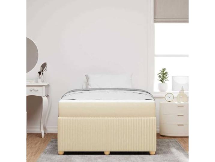 KTHLBRH Einzelbett mit Matratze, Creme, 120 x 200 cm Gepolsterter Rahmen, Struktur aus Holz, Füße aus Kunststoff, Unterstützung 280 kg