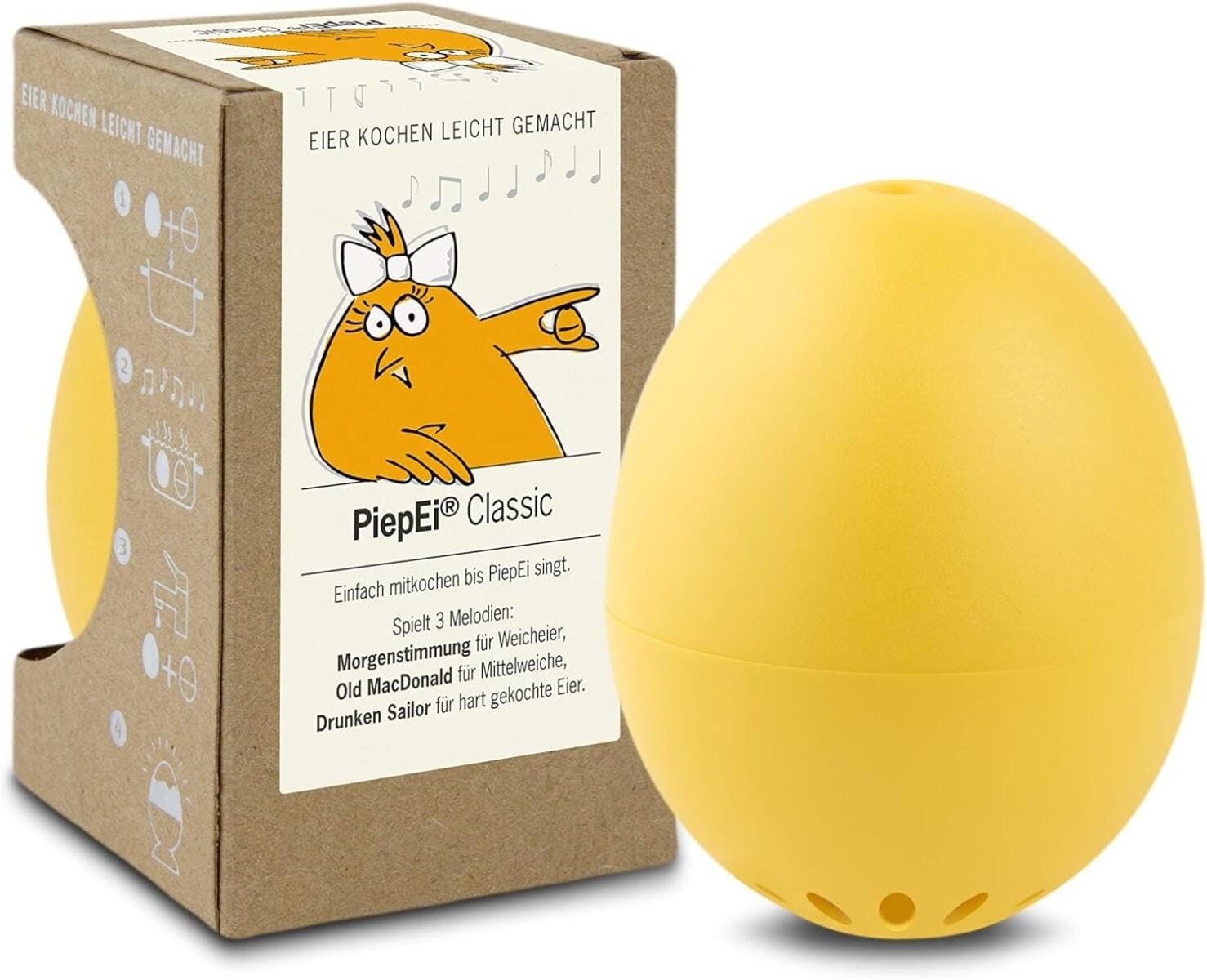 Küchentimer "PiepEi Singende Eieruhr Classic", gelb, Wecker, Küchentimer gelb Einheitsgröße