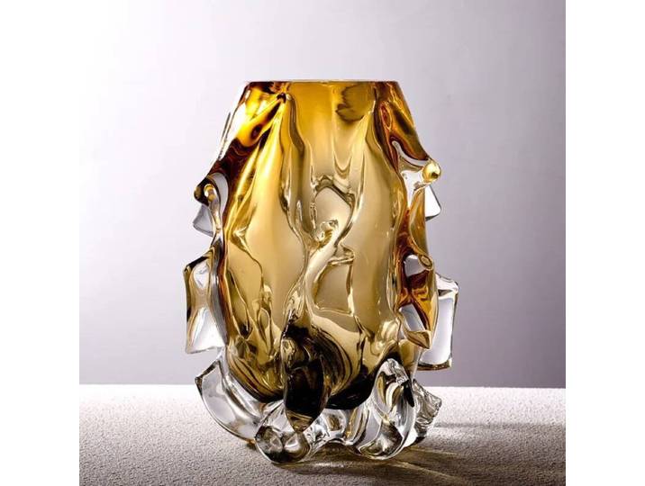Vase en verre de cristal créatif de luxe léger, salon, entrée, aquarelle, fleurs, sens avancé, Art d'insertion de Vase à la maison