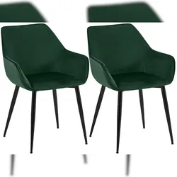 CLP 2er Set Esszimmerstühle Vessa grün/Samt