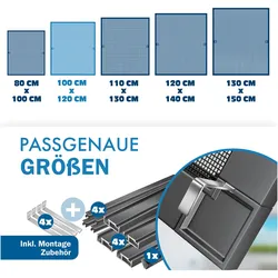 Kesser, Fliegengitter, Fliegenschutzgitter für Fenster mit Aluminium Rahmen (100 x 120 cm)