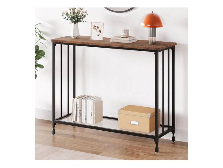 LuxusKollektion Konsolentisch Konsolentisch Schmal 85x30x81cm Vintage Dunkelbraun-Schwarz (1-St)