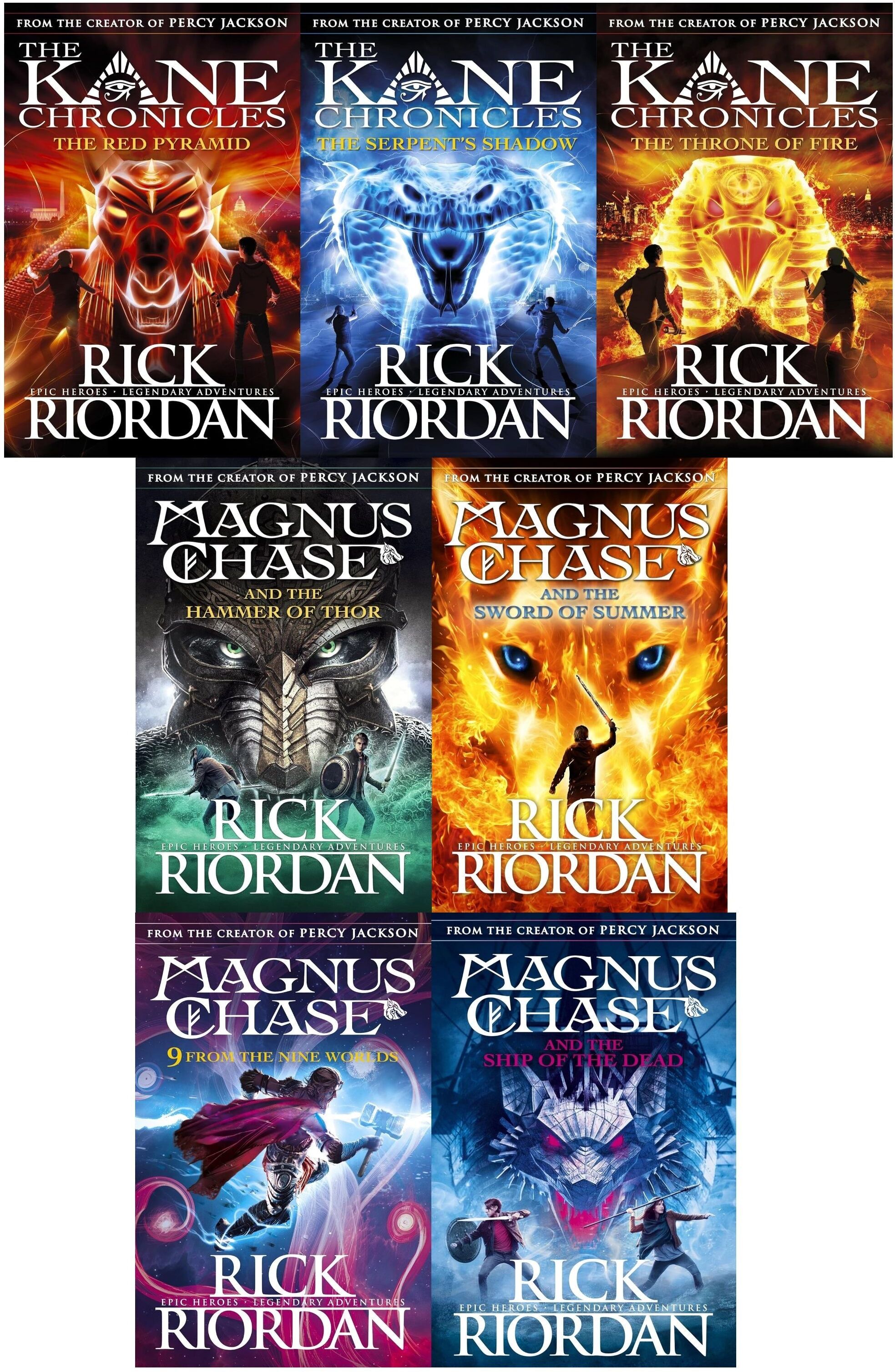 Puffin The Kane Chronicles & Magnus Chase Series 7 Books Collection By Rick Riordan