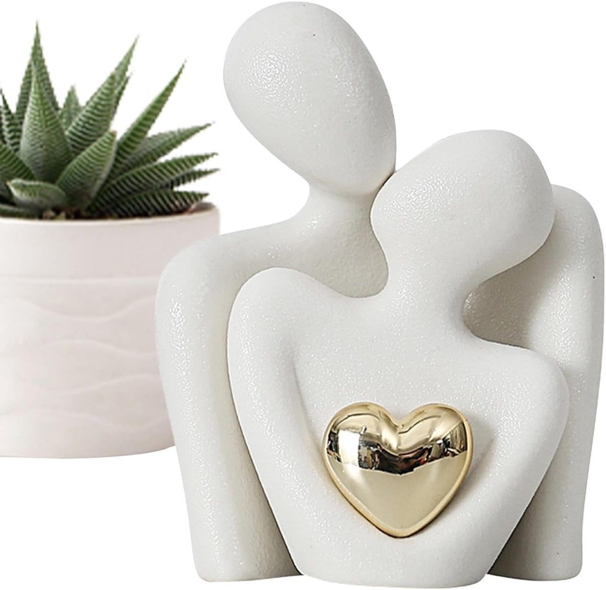 Abstract Koppel Beeld Rom - Wit Keramiek - Liefdesbeeld voor Interieur Decoratie