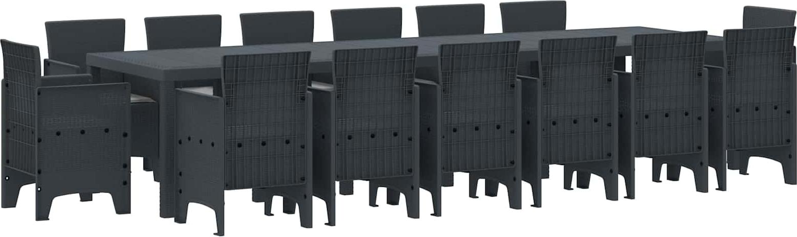 Garten Essgruppe 15 pcs Anthrazit Polt Rattan