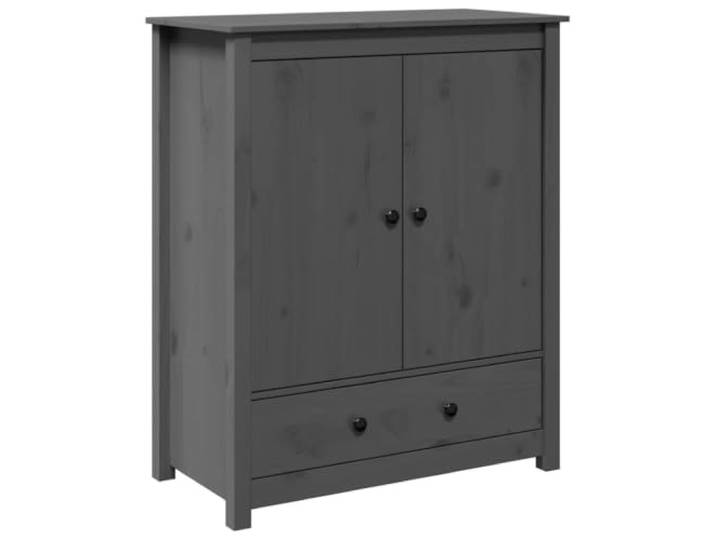 HGFDVCMR Highboard Grau 83x41,5x100 cm Massivholz Kiefer Schrank Rustikaler Anrichte-Schrank aus Kiefern-Massivholz mit 2 Fächern und Schublade für Wohnzimmer und Flur.