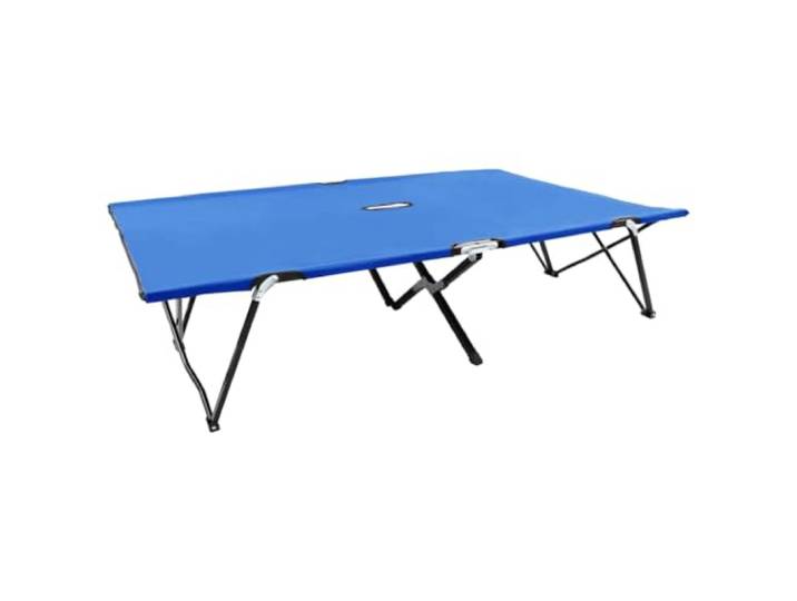 KGFHERENB Camping Doppelbett Klappbar 193x125 cm Stahl Feldbett Blau Zusammenklappbare Liege für Campingplatz und Garten, stabiles Stahlgestell mit hoher Belastbarkeit bis 240 kg.