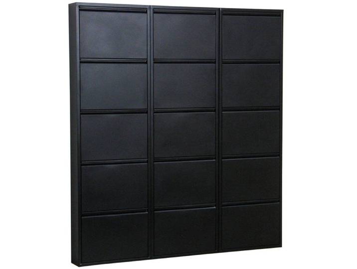 Pisa Armoire à chaussures avec 15 casiers/portes en métal noir. Livrée entièrement montée.