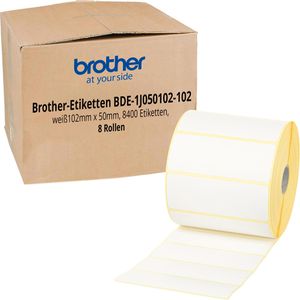 Brother-Etiketten BDE-1J050102-102, weiß, 8400 Etiketten, 8 Rollen, 50 x 102 mm