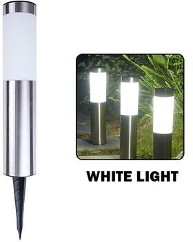Quick Pick Pro SolarGlow Stainless Steel LED Pathway Lights For Garden Walkways & Outdoor Landscaping silvery white Light 4pcs