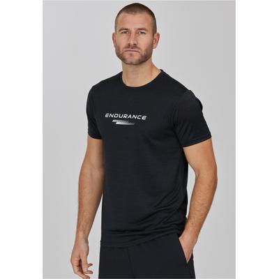 Funktionsshirt ENDURANCE "PORTOFINO", Herren, Gr. M, schwarz (schwarz, meliert), 100% Polyester, bedruckt, meliert, normal, Rundhals, Shirts Funktionsshirt, mit praktischer Quick Dry-Technologie