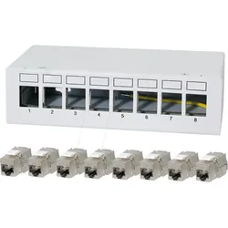 LOGILINK NK4092 - Keystone Patchpanel, 8-Port mit 8x Cat.6a Keystone Modulen