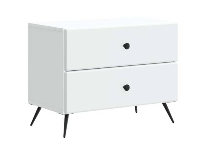 KDVXBCQJH Nachttisch Weiß 2 Schubladen Holzwerkstoff 62 x 34,5 x 47,5 cm Kompakter Nachttisch in Weiß für Schlafzimmer und Wohnzimmer mit 2 Schubladen für geordneten Stauraum.