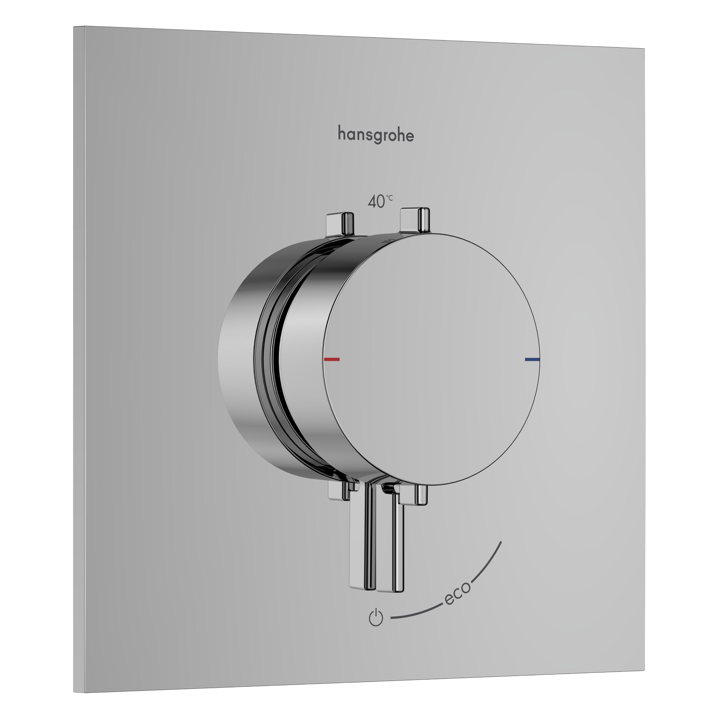 hansgrohe Thermostat mit SafetyStop, wassersparend, ultraflach für Dusche und Bad (33710000)