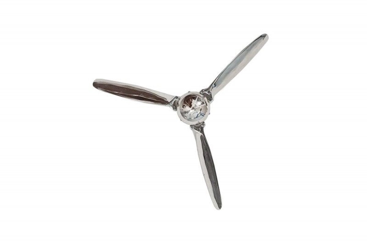 Authentieke wanddecoratie SCREW III zilveren vliegtuigpropeller 90 cm
