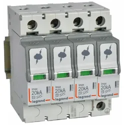 Legrand 412223 Überspannungsableiter Typ 2, 4+0 Schaltung, 230/400 VAC, Imax 20 kA, (Uc)320 VAC