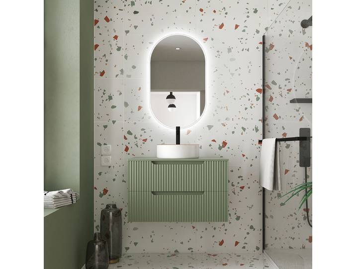 Badset COLORIA Typ F Oval 2-teilig 81 x 144 x 46cm Grün/Olivgrün
