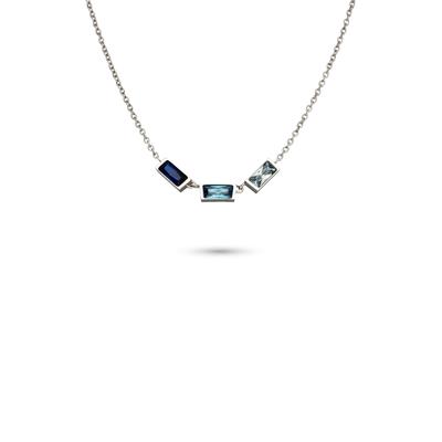 Kette mit Anhänger S.OLIVER "Schmuck Geschenk Edelstahl Halskette The Color Harmony", blau (edelstahlfarbben, blau), Halsketten, Damen, Edelstahl, L: 50 B: 1,4mm, mit Zirkonia (synth.), B:1,4mm