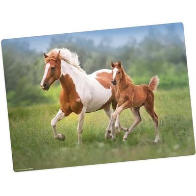 Tischsetmacher Tischset Pferde Mama mit Fohlen , aus hochwertigem Vinyl, 44 x 32 cm