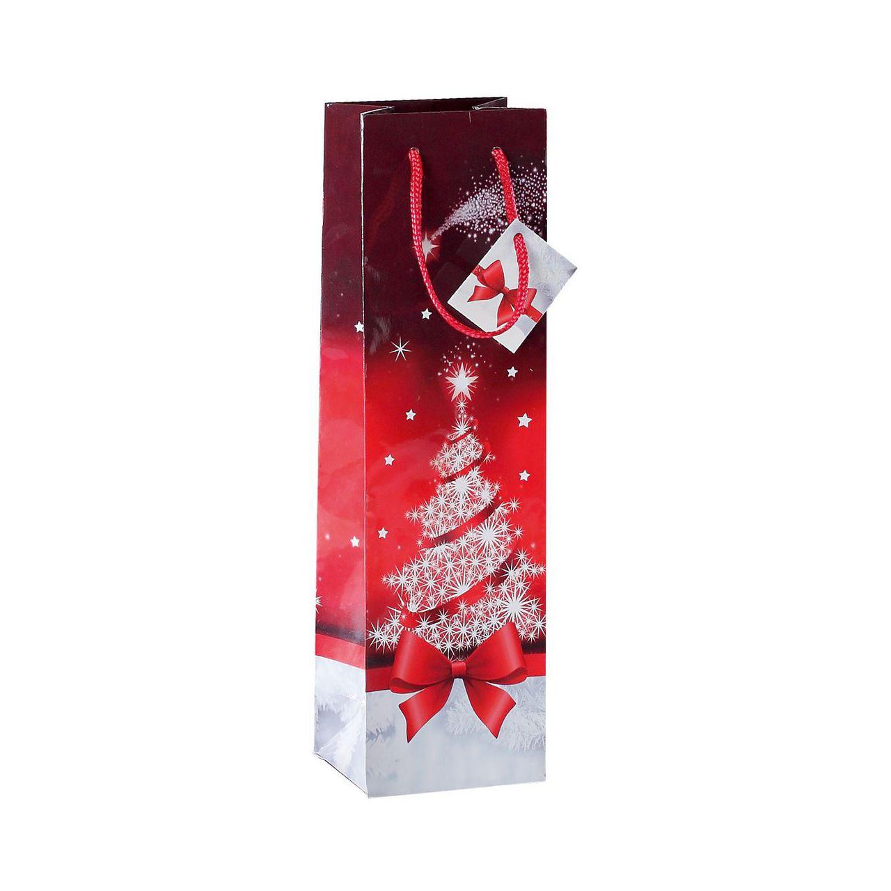 SIGEL 5 Flaschenbeutel Sparkling Tree rot/weiß 10,0 x 35,0 cm