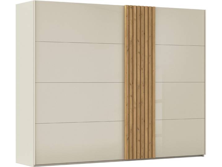 rauch Schwebetürenschrank Kleiderschrank Schrank Garderobe Wäscheschrank TEGIO mit hochwertigen Holzdekoraufleistung und Glasfront MADE IN GERMANY