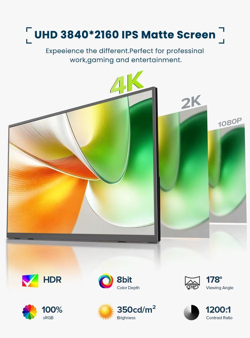 Tragbarer Monitor Ucolor J1 - 39,9 cm - 4K UHD - Touchscreen - IPS - HDR10 - AU-Stecker