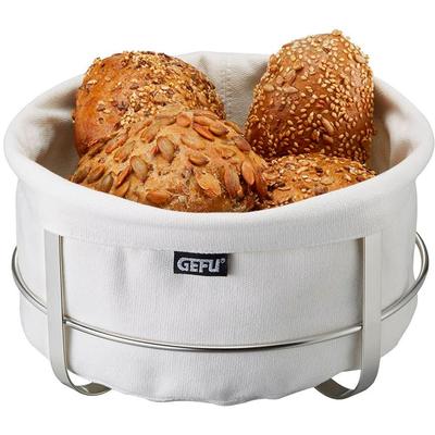 Brotkorb GEFU "BRUNCH", weiß, H:11,2cm Ø:21,5cm, Baumwolle, Edelstahl, Lebensmittelaufbewahrungsbehälter, Brotkorb, für Backwaren. Ideal für Tischdekoration, gemütliche Brunch-Momente