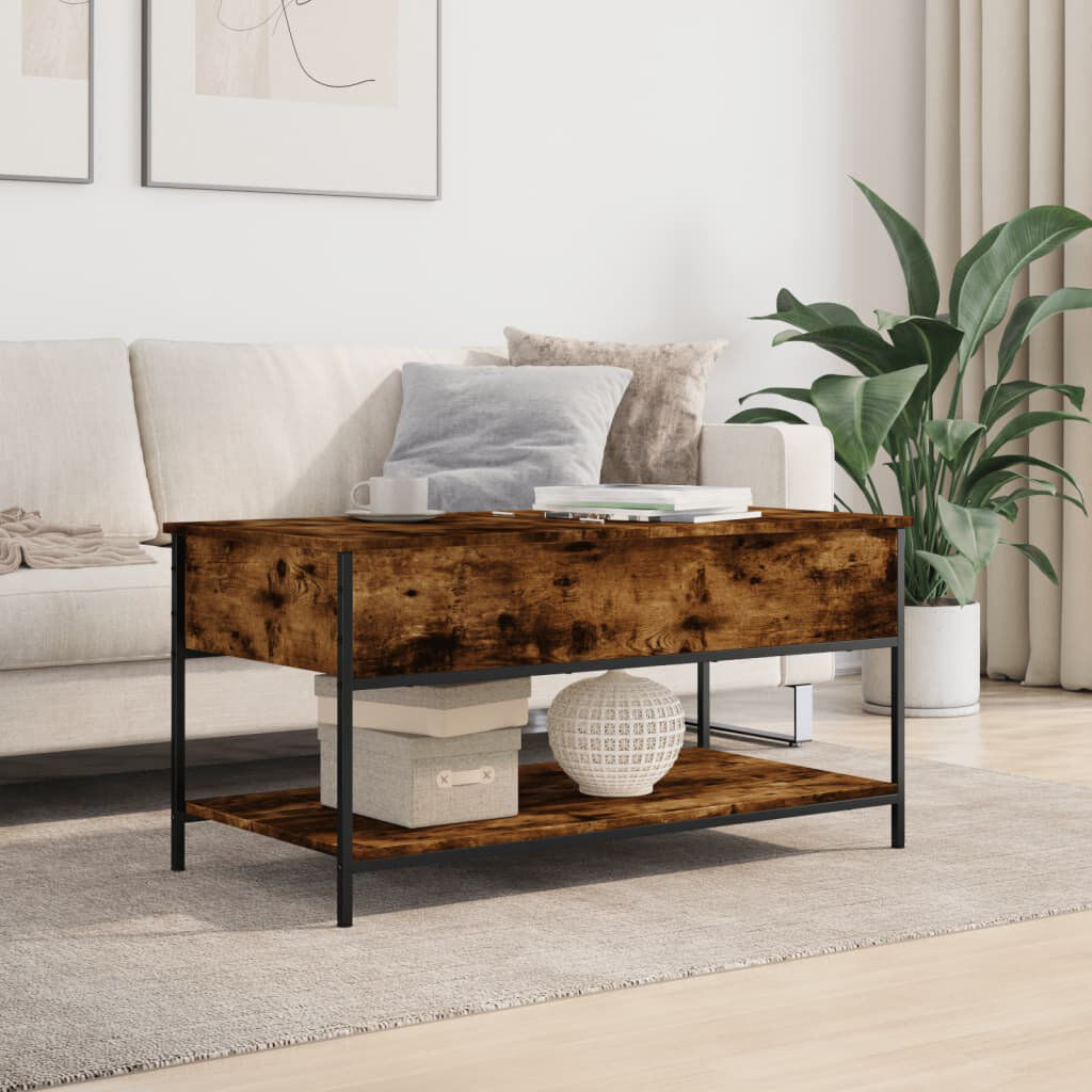 17 Stories Noby Lift Top Coffee Table with Storage Smoked Oak