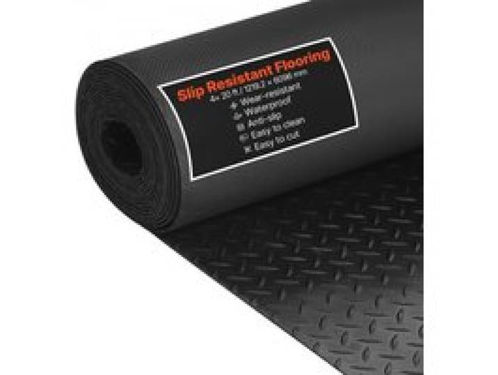 VEVOR Gummimatte, 1219,2 x 6096 mm Garagenbodenmatte, 3 mm dicke Antirutschmatte, Bodenschutzmatte, Antirutschmatte, Noppenmatte, leicht zu reinigen, für Lager, Fitnessstudios, Anhänger, Schwarz