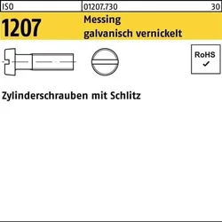 Zylinderschraube ISO 1207 Schlitz M4x10 Messing galv. vernickelt 200St.