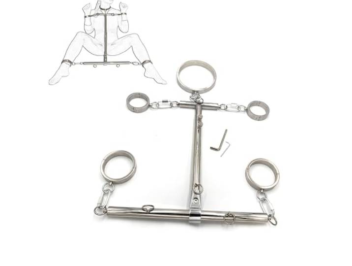 Verstellbare BDSM Spreizstange Metall Handschellen Halsband Sex Fußfesseln Bestrafung Sklave Folter Fesselstange Aus Edelstahl Bondage Sexspielzeug Für Paare Extreme SM Spiel,Women