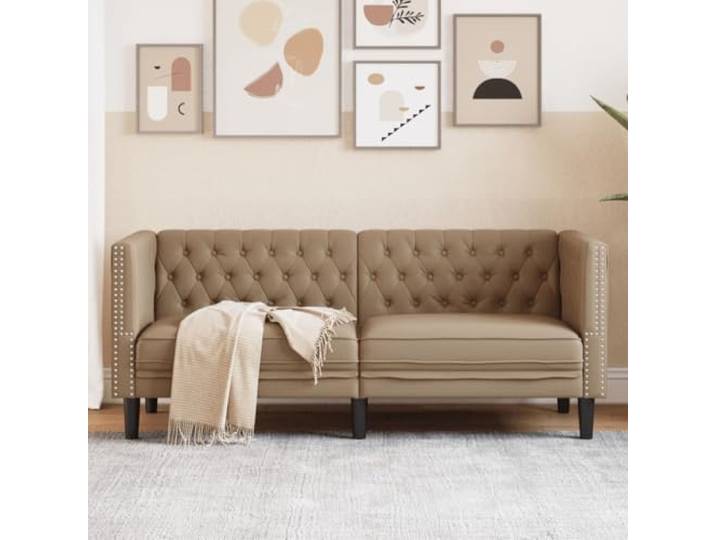 HEFZGDB Chesterfield-Sofa 2-Sitzer Cappuccino Kunstleder Langlebig Bequem Polsterung Schmutzabweisend Wohnzimmer Möbel Komfortabel Stabilität