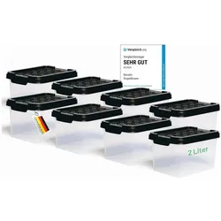 Novaliv 8x Aufbewahrungsboxen mit Deckel klein 2 L Anthrazit Nestbar stapelbare Plastikboxen mit Clipverschluss Kunststoff BPA-frei 19 x 14 x 11 cm
