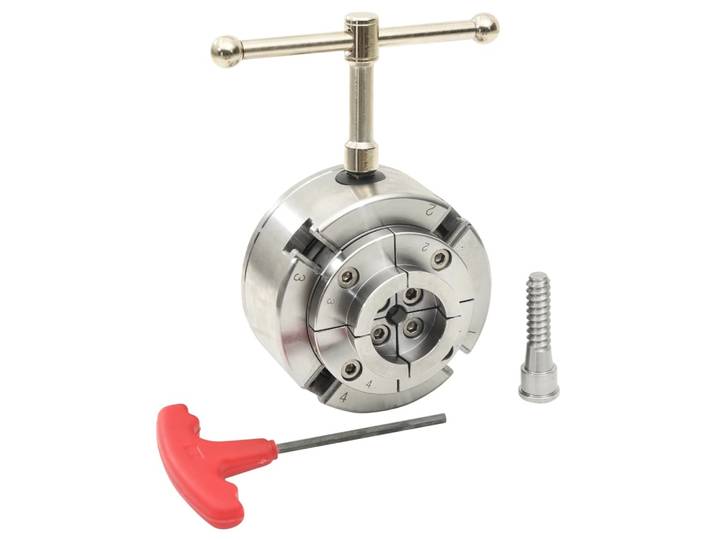 vidaXL 4-Backen-Drechselfutter mit M33 Aufnahme Stahl Silbern 96 mm