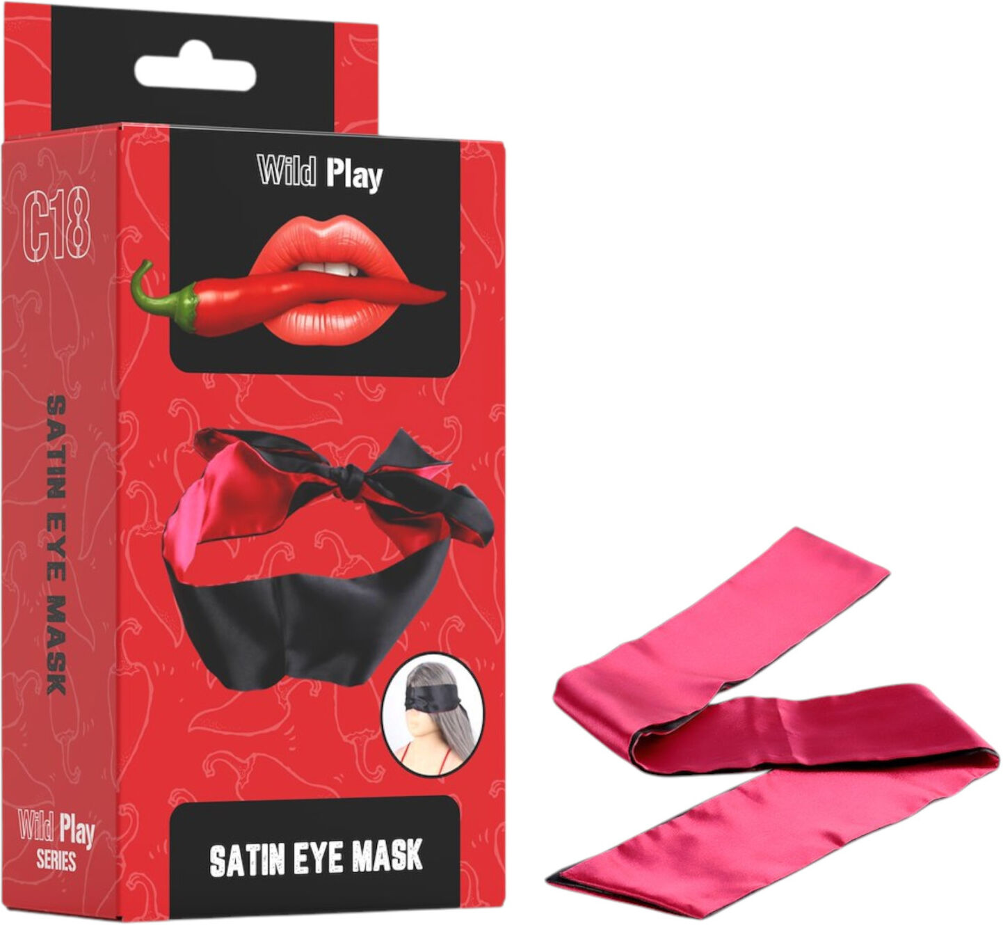 Erospace Wild Play - satin eye mask for role play (black-pink)