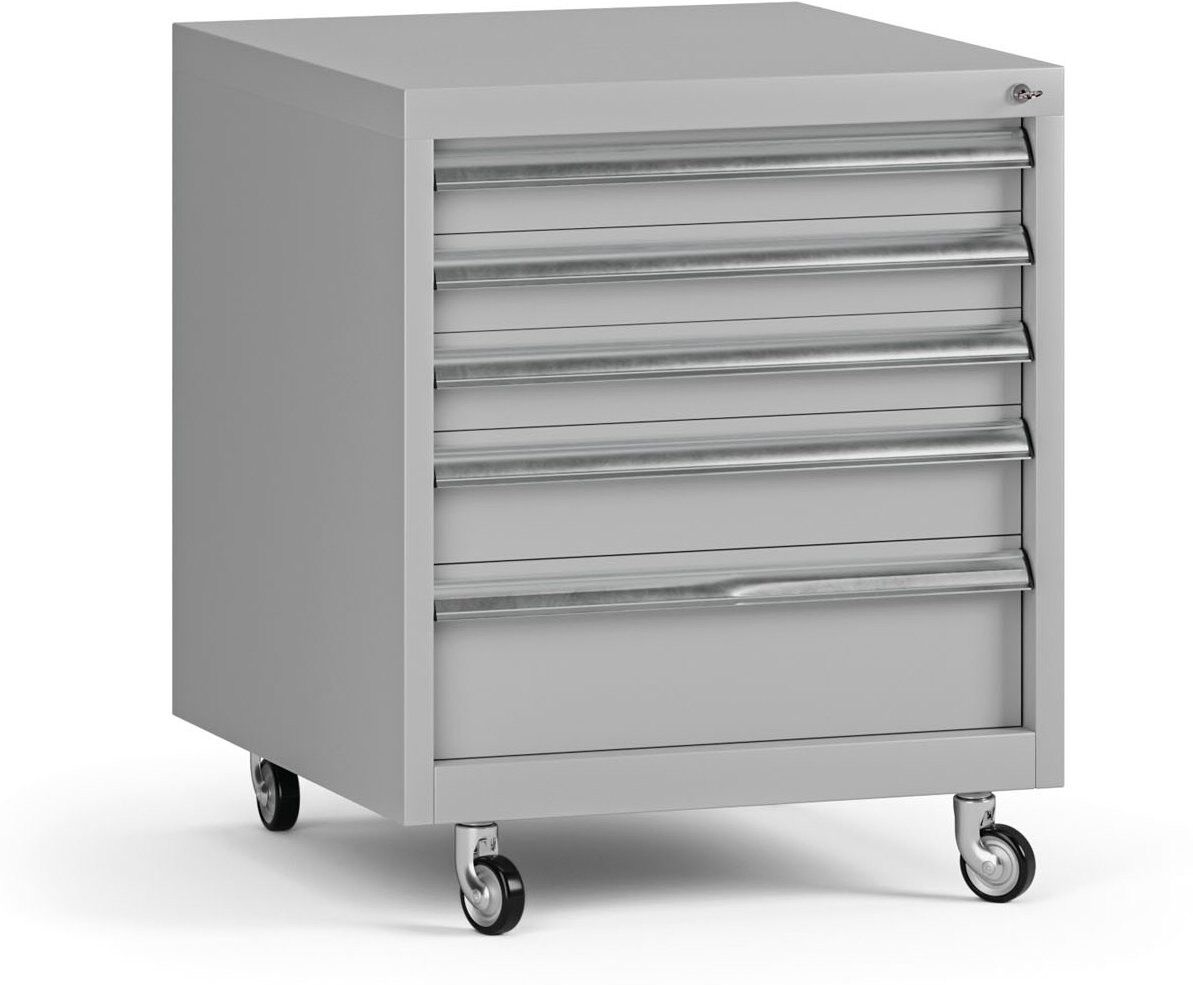B2B Partner Werkstattcontainer G345, 5 Schubladen, 565 x 580 x 670 mm, grau