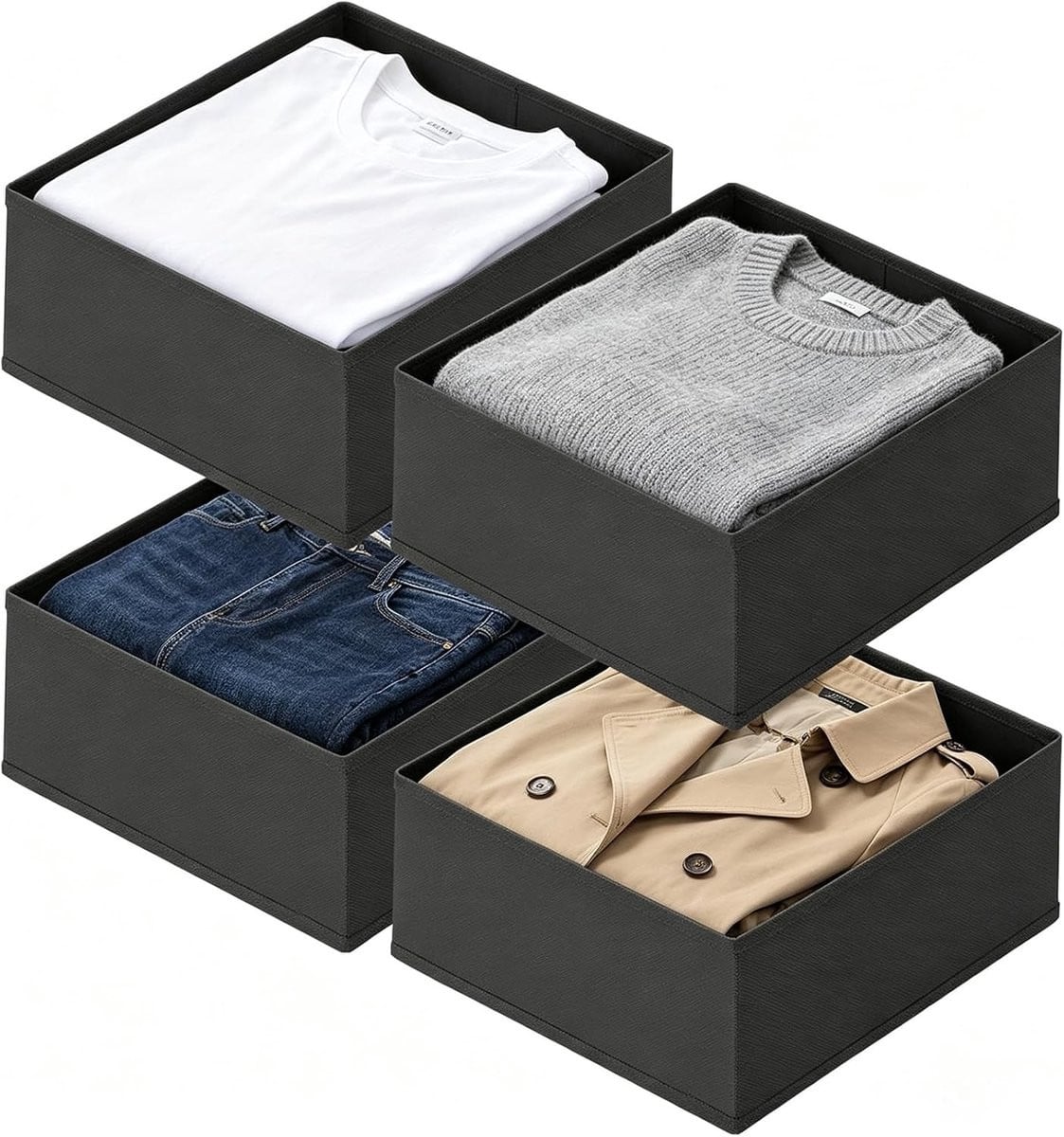 Set van 4 vouwbare lade organizers voor kleding en accessoires in de slaapkamer