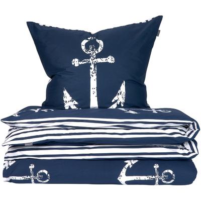 Bettwäsche SCHIESSER "Marina, maritime Momente in frischer Farbkombination", blau (marine, weiß), B/L: 155cm x 220cm, 1 Stk., 1 Stk., Renforcé, B/L: 80cm x 80cm, 2 Stk., Renforcé, Obermaterial: 100% Baumwolle, Bettwäsche, Bettwäsche, OEKO-TEX MADE...