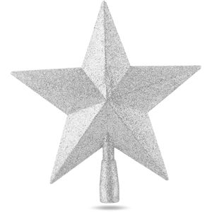 TK-Gruppe Christbaumspitze 98408, glitzernd, silber, Stern voll, aus Kunststoff, 20 x 22 cm