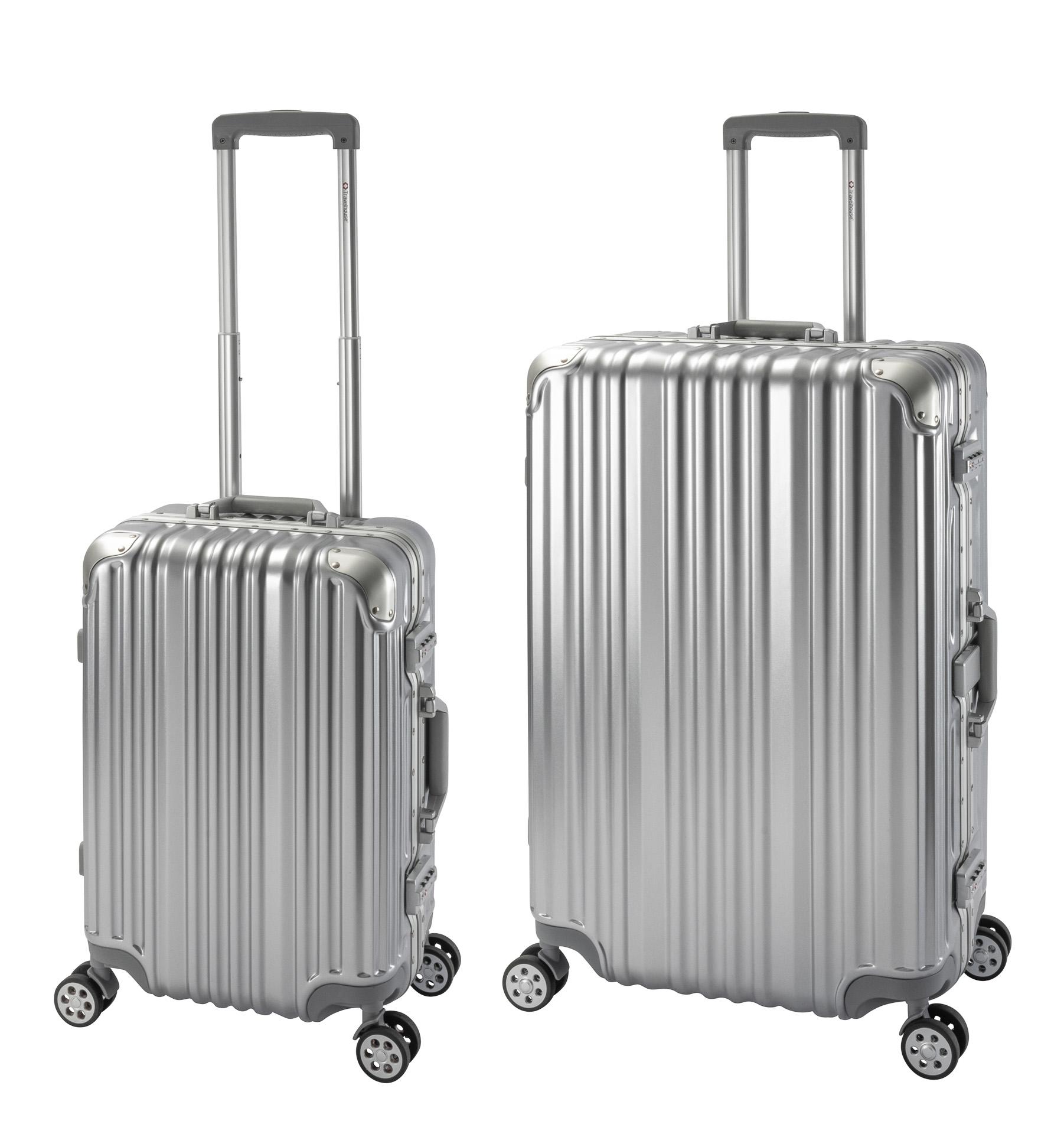 London | 2er Set | Trolleys 4 Rollen | Polycarbonat Hartschale | Alu-Rahmen | Handgepäck + Sport Koffer Trunk