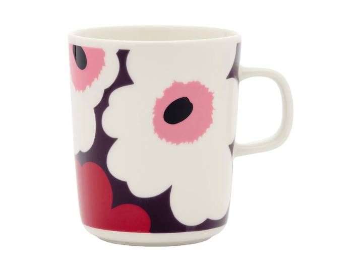 Marimekko Mug Unikko 25 cl White-plum-cranberry-pink