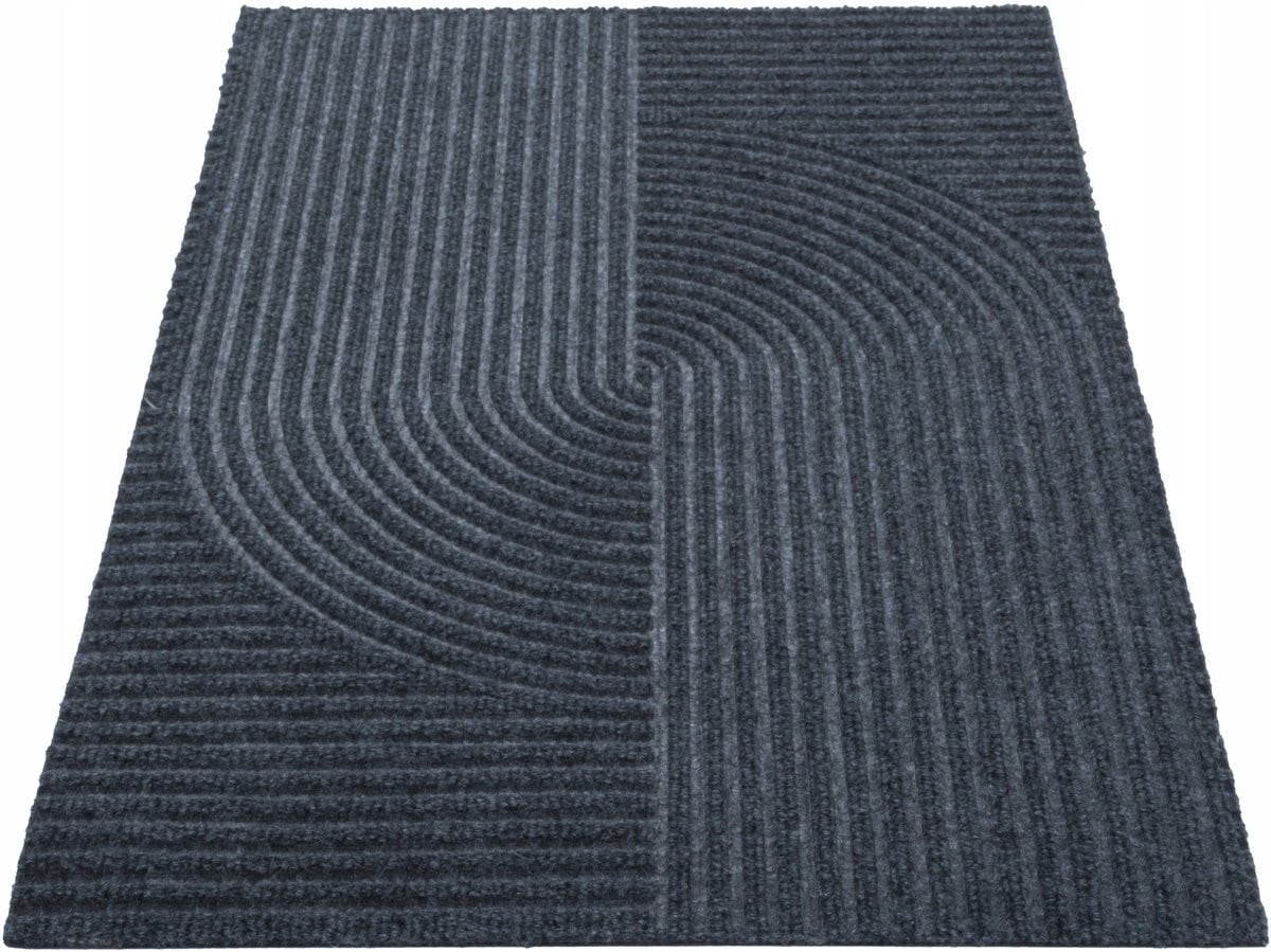 Moderne Grijze Deurmat van Textiel met Antislip en Duurzaam Design, Breedte: 60 cm, Diepte: 90 cm