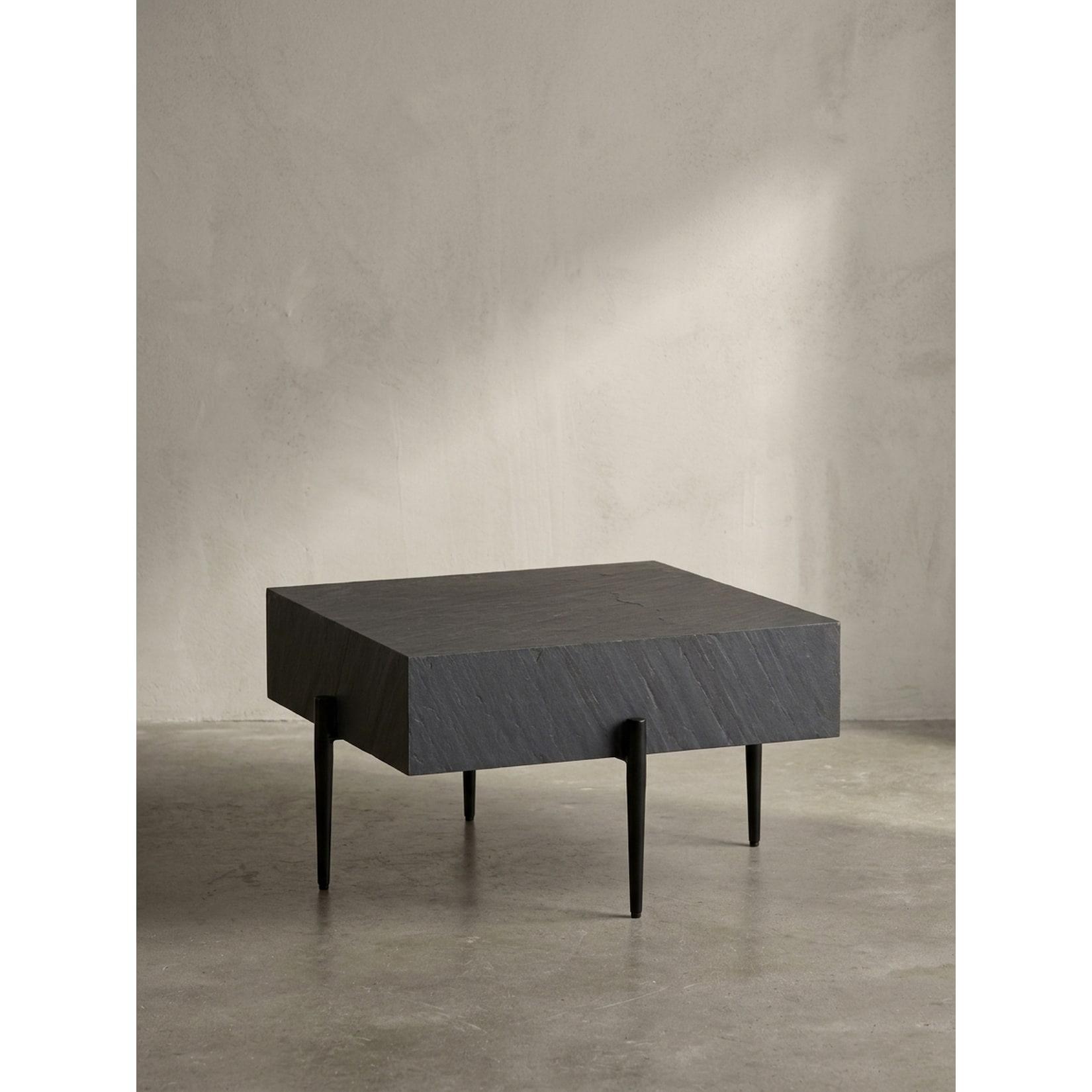 Couchtisch Quadratisch Anthrazit Steinoptik Metall 64x64x35 cm Modern Massiv