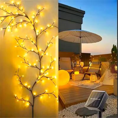 Uplift Essentials 96 LED Solar Willow Vine String Lights Outdoor With 8 Modes For Balcony And Garden Decor 72leds