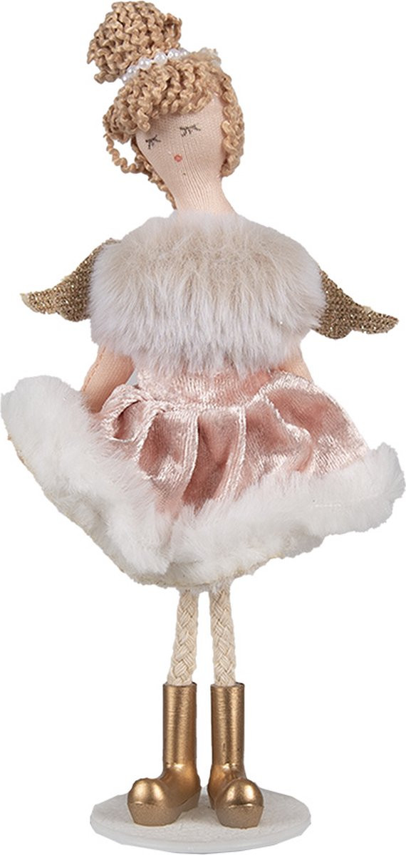 Clayre & Eef Decoratie Beeld Engel Roze 18 cm