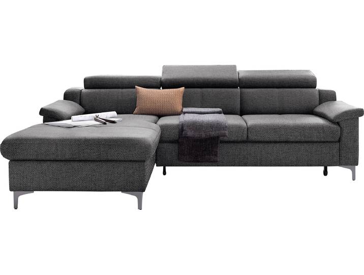 Ecksofa EXXPO - SOFA FASHION Florenz, aktuelles Design, komfortabler Sitz und bequemen Armlehnen , grau, B:254cm H:80cm T:166cm, Sofas, Ecksofa, mit Kopfteilverstellung, wahlweise Bettfunktion, L-Form