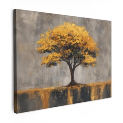 LEINWANDBILD Baum - Blätter - Gold - Abstrakt Wandbild 40x30 cm